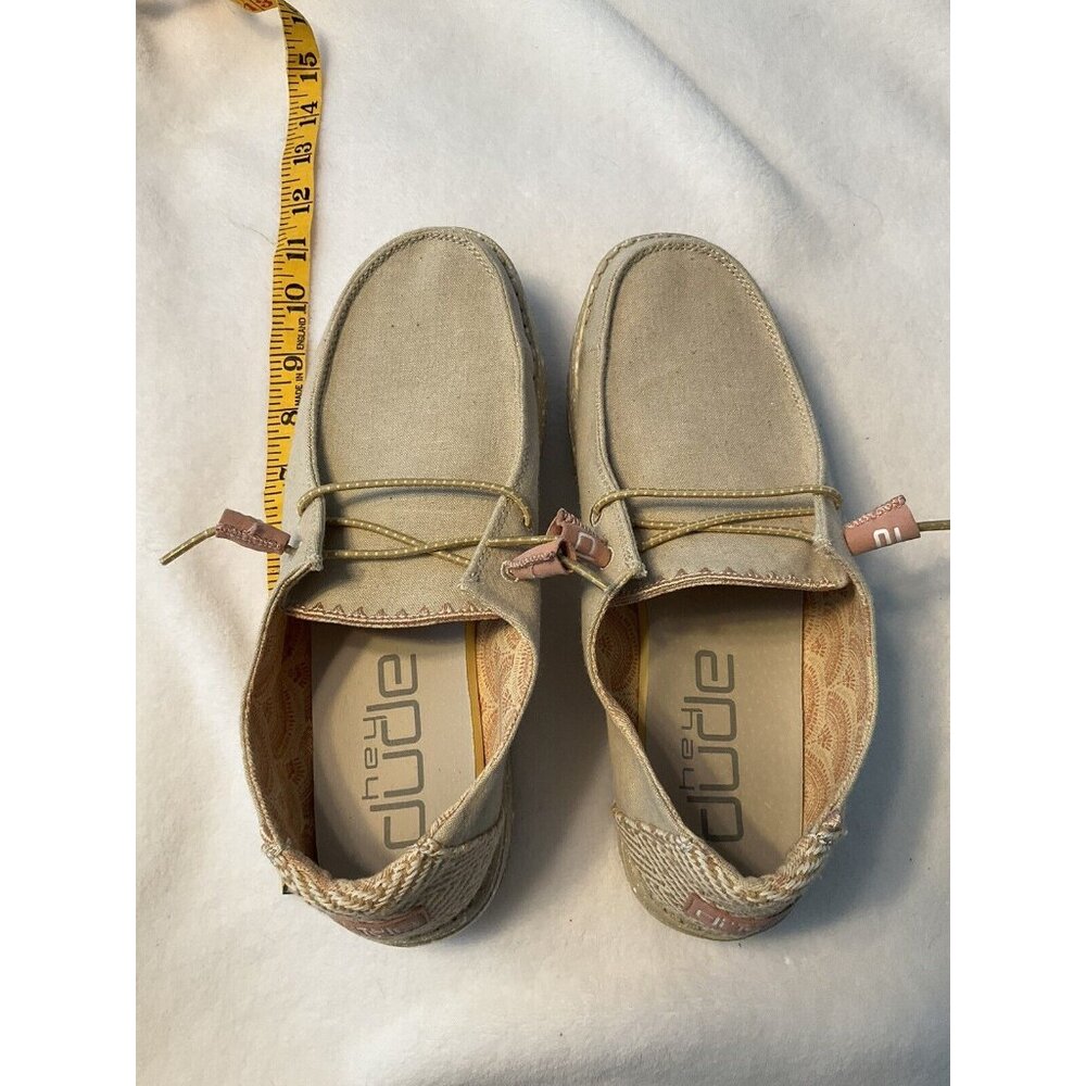 Hey Dude Women's Wendy Chambray Grassclothe  Slip-On Shoes, Size 9 EUR 40 Tan
